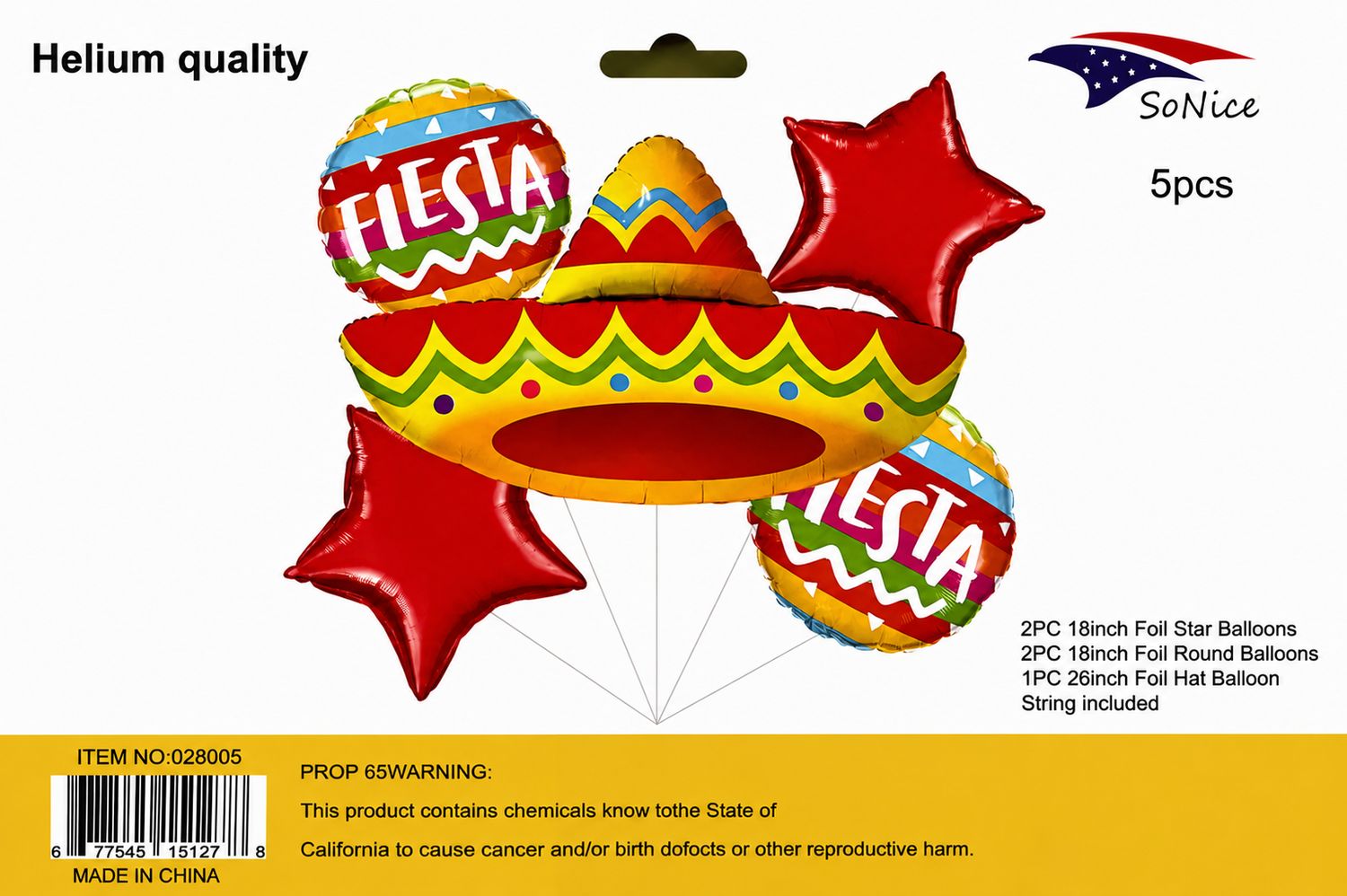 Fiesta Hat Balloon set 5pcs