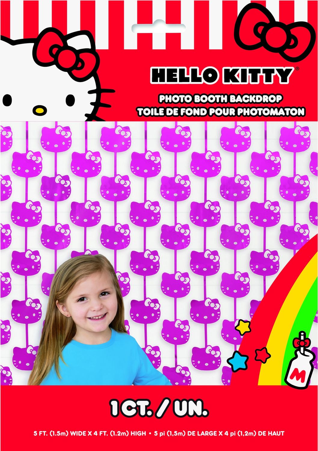 Hello Kitty Cutout Faces Pink Foil Fringe Backdrop