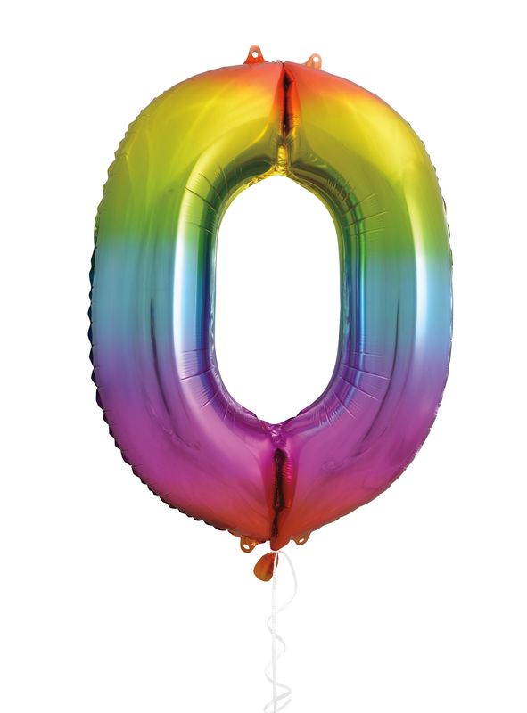 34" 1 Qty Num 0 Rainbow  Foil Balloon