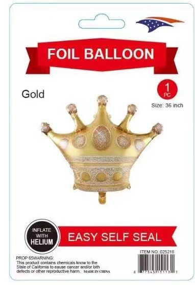 36" Crown Gold Foil Balloon