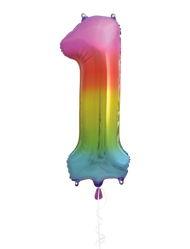 34" 1 Qty Num 1 Rainbow  Foil Balloon