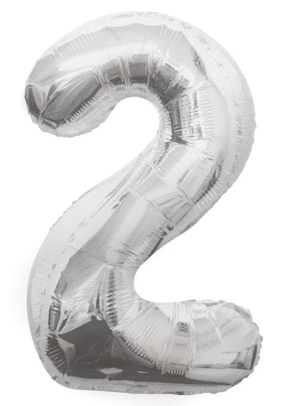 34" 1 Qty Num 2 Silver Foil Ballon