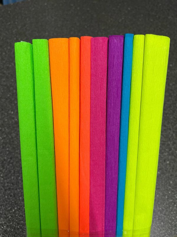 Crepe Paper Neon Premium Mix 10 Rolls  of 79x20 Inches ( Pascua )