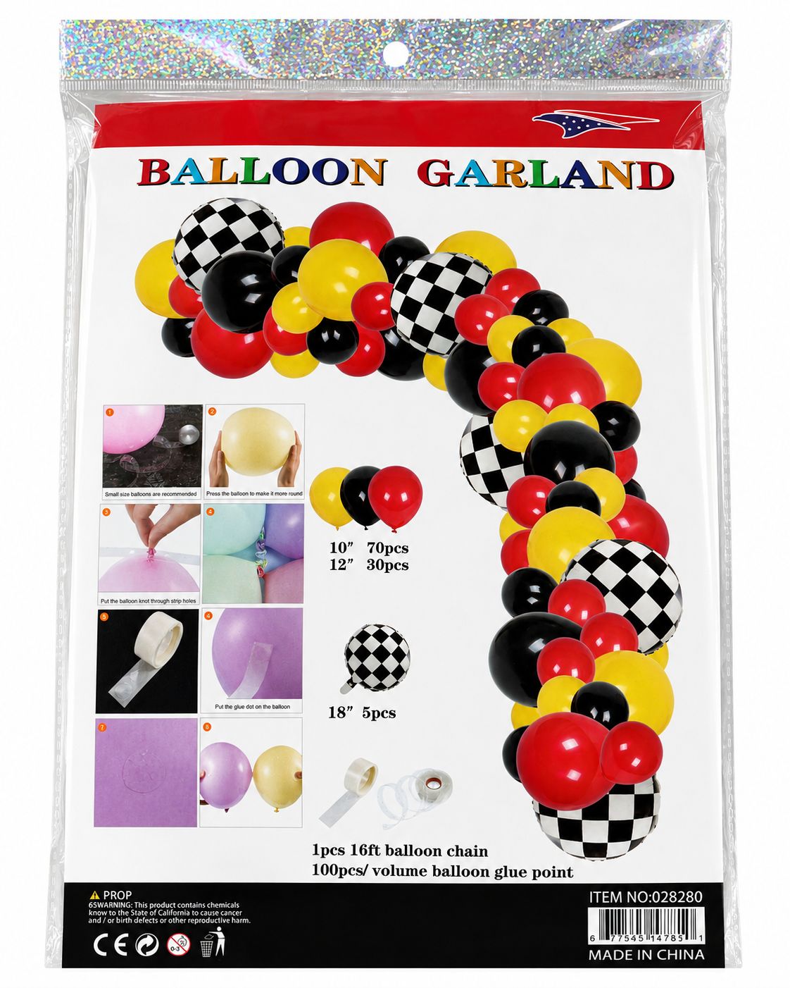 Checker Balloon Garland Kit
