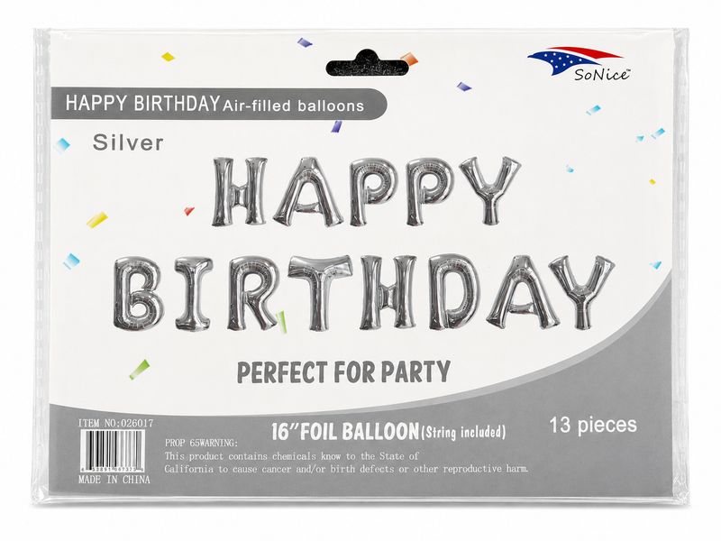 HB Letters 16" Foil Balloon Silver