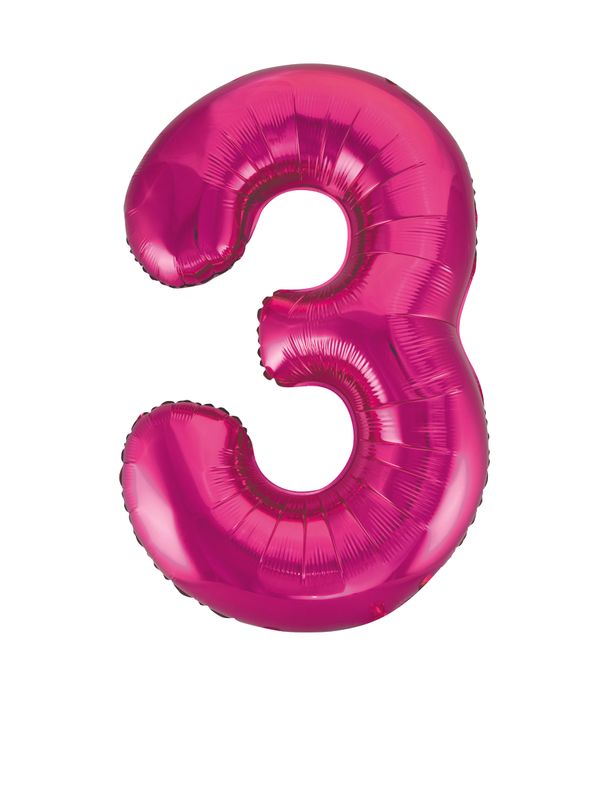 34" 1 Qty Num 3 Pink Foil Ballon