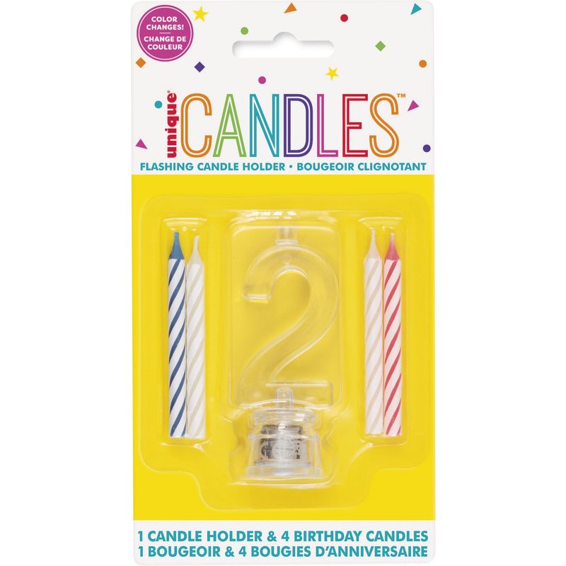 Num. 2  Flashing Candle Holder W/Birthday Candle