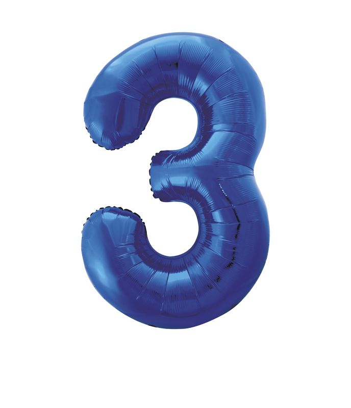 34" 1 Qty Num 3 Blue Foil Ballon