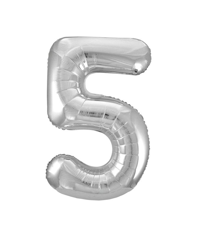 34" 1 Qty Num 5 Silver Foil Ballon