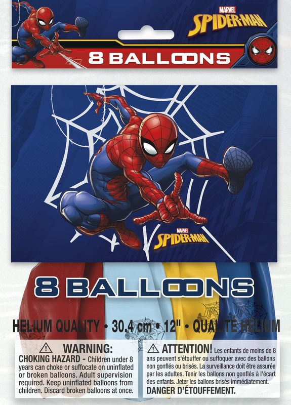 Spiderman Latex Balloons 12" 8ct