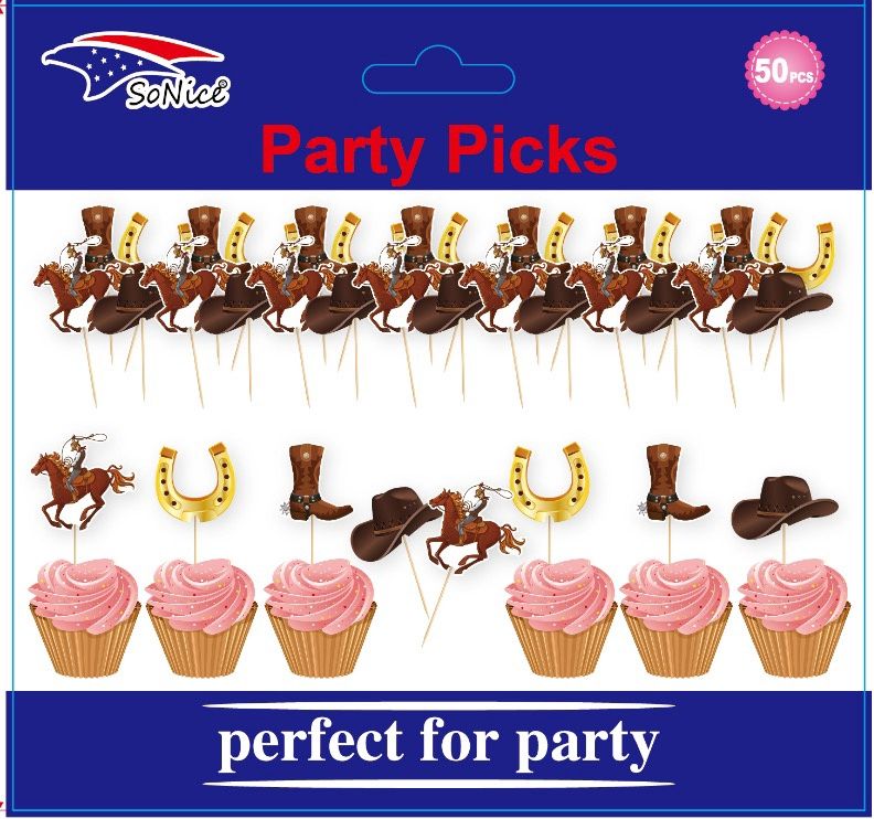 Western Cowboy Cupcake Topper 50pcs
