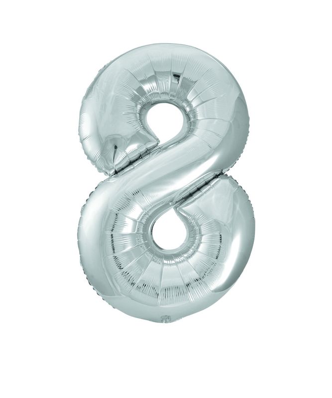 34" 1 Qty Num 8 Silver Foil  Ballon