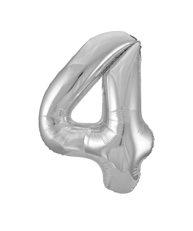34" 1 Qty Num 4 Silver Foil Ballon