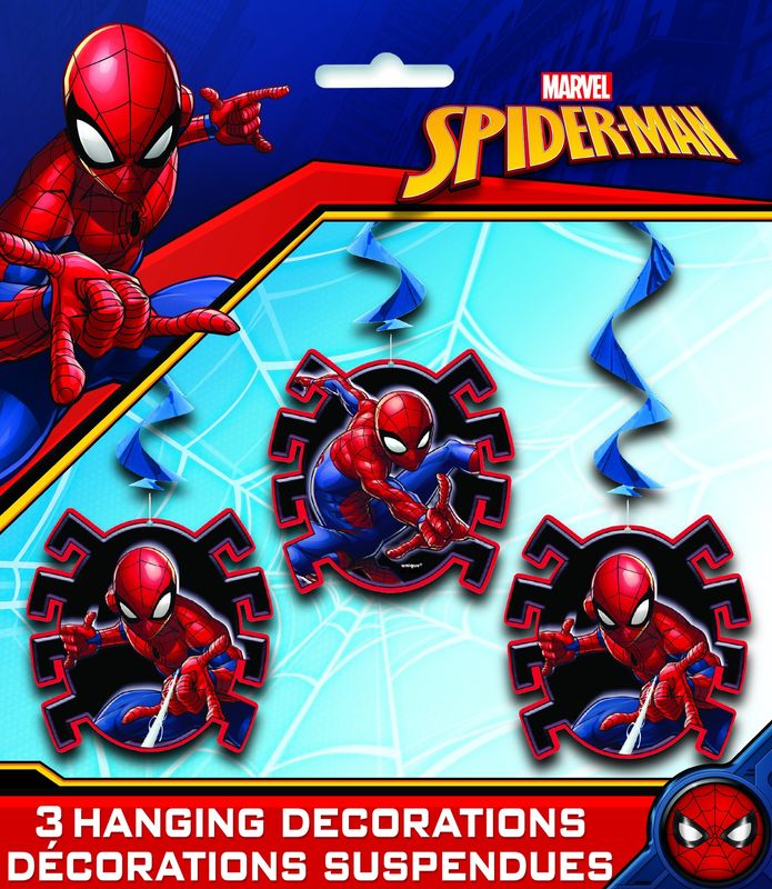 Spider Man Hanging Swirl Decorations  26"  3ct