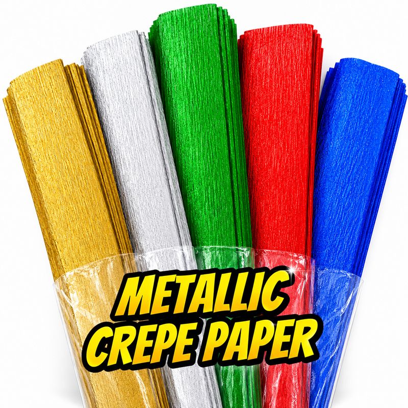 Crepe Paper Metallic 10 Rolls  of 79x20 Inches ( Pascua )