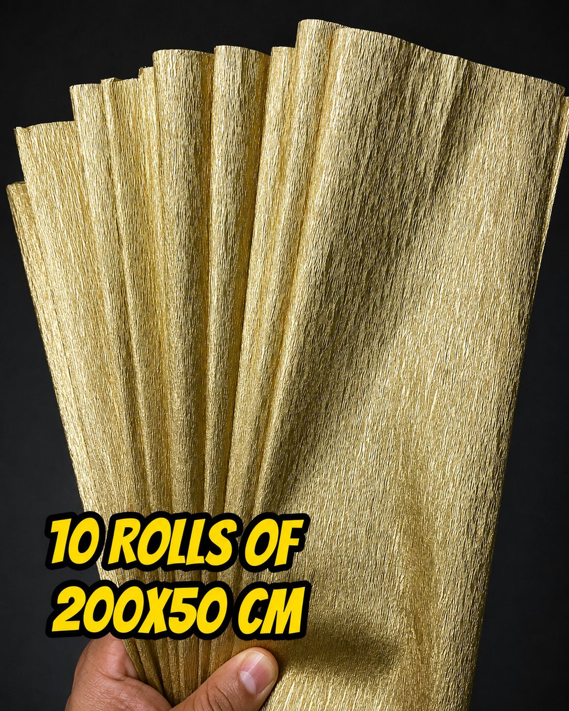Crepe Paper Metallic 10 Rolls  of 79x20 Inches ( Pascua ), COLOR: GOLD / DORADO