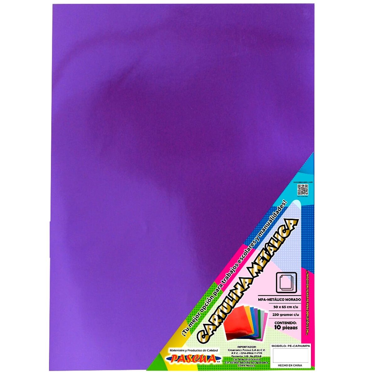 Cartulina Metalica Premiun 10pcs, COLOR: PURPLE / MORADO
