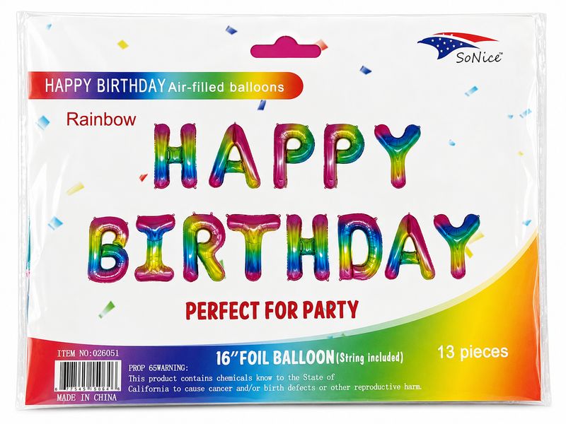 HB Letters 16" Foil Balloon Rainbow