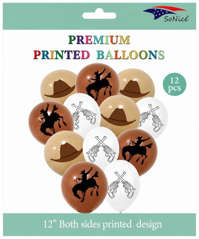 Cowboy Latex Balloons 12pcs
