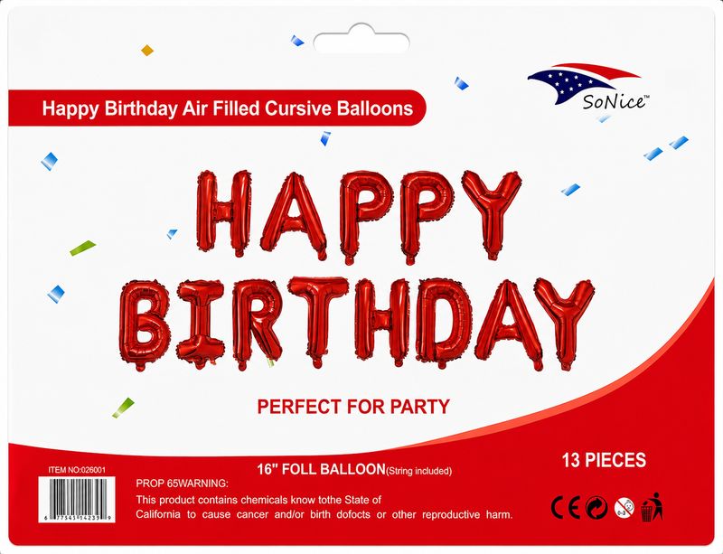 HB Letters 16" Foil Balloon Red
