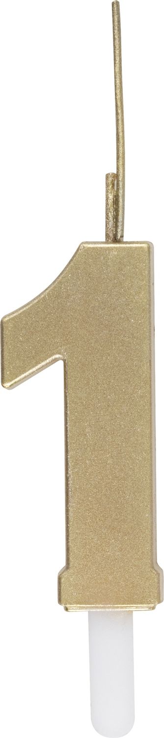 Gold Num 1 Sparkler Birthday Candle