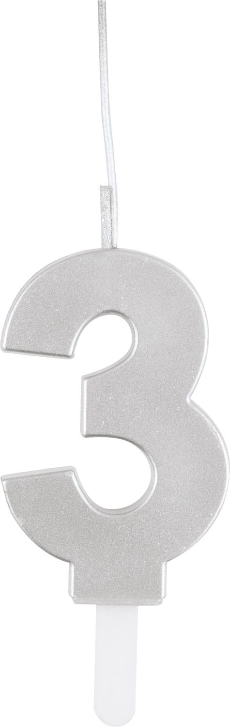 Silver Num 3 Sparkler Birthday Candle
