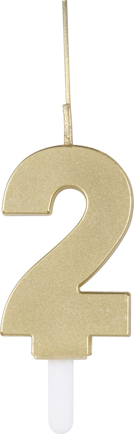 Gold Num 2 Sparkler Birthday Candle