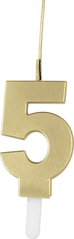 Gold Num 5 Sparkler Birthday Candle