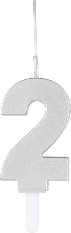 Silver Num 2 Sparkler Birthday Candle