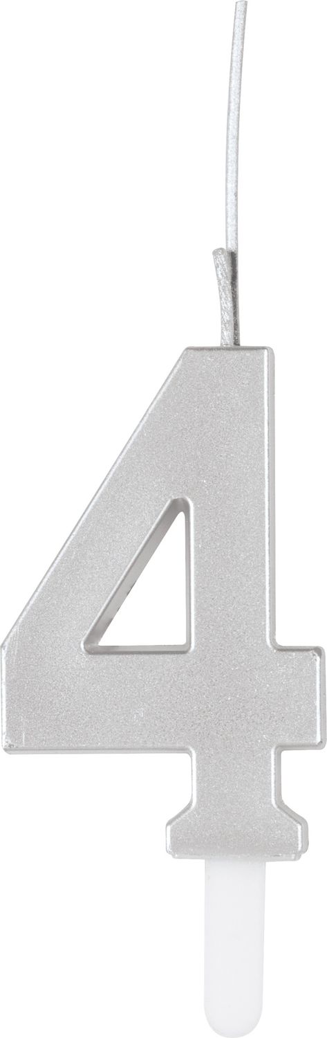Silver Num 4 Sparkler Birthday Candle