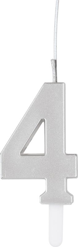 Silver Num 4 Sparkler Birthday Candle