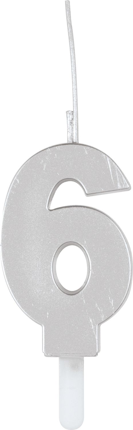 Silver Num 6 Sparkler Birthday Candle