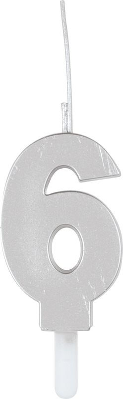 Silver Num 6 Sparkler Birthday Candle