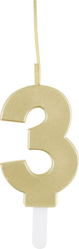 Gold Num 3 Sparkler Birthday Candle