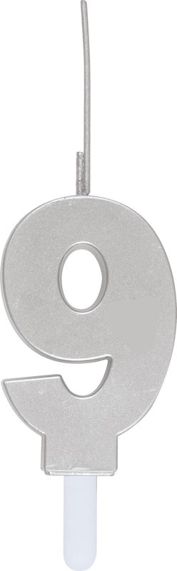 Silver Num 9 Sparkler Birthday Candle