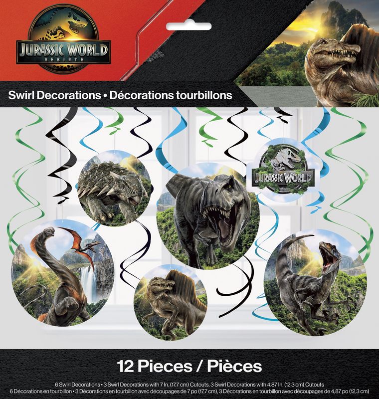 Jurassic World 4 Hanging Swirl Decorations  12ct