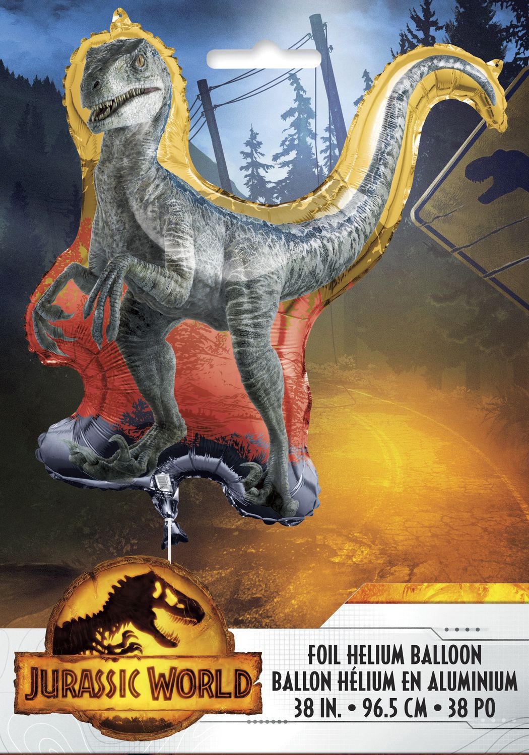 Jurassic World 3 Shaped Giant Foil Balloon 38"  Packaged
