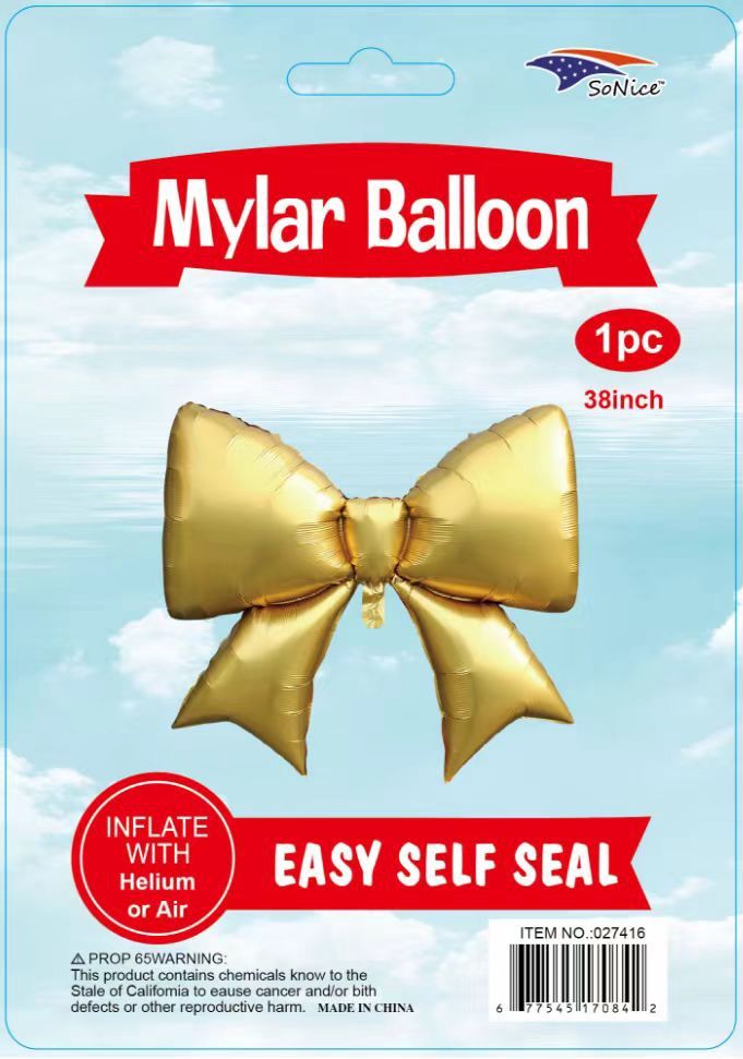 Bow Gold 38" Foil Balloon