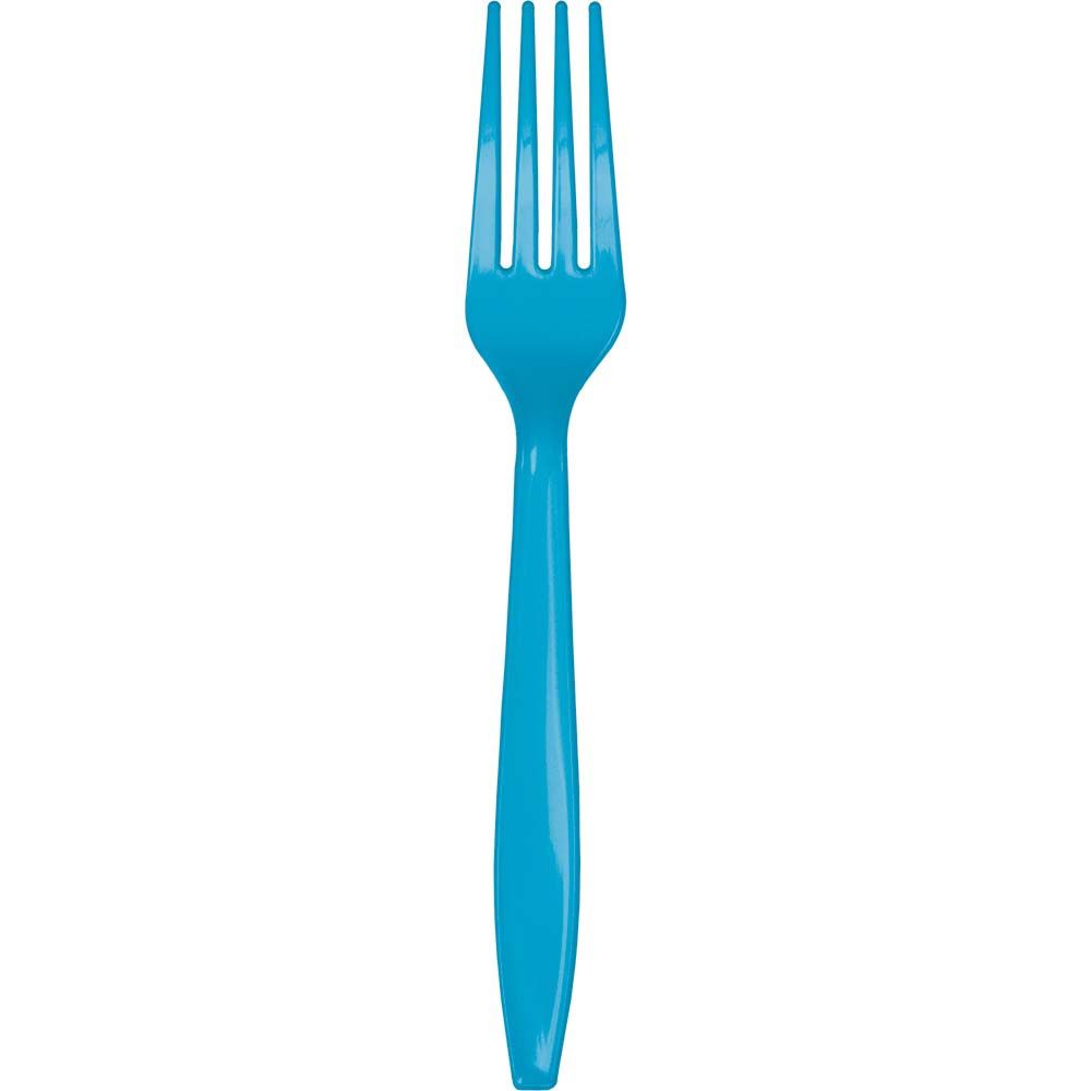 Turquoise Plastic  Forks 24ct