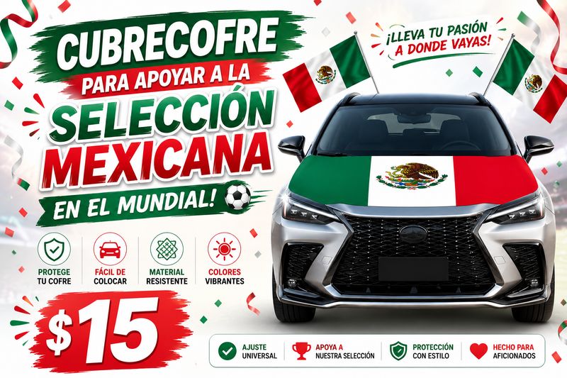 Cubre Cofre de Tela con Bandera Mexico