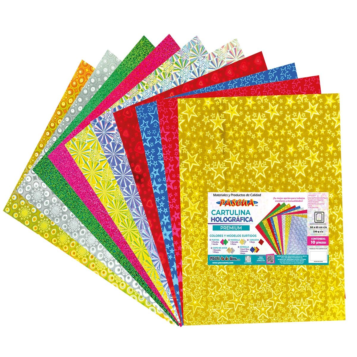 Cartulina Holográfica Premium Mix 10pcs