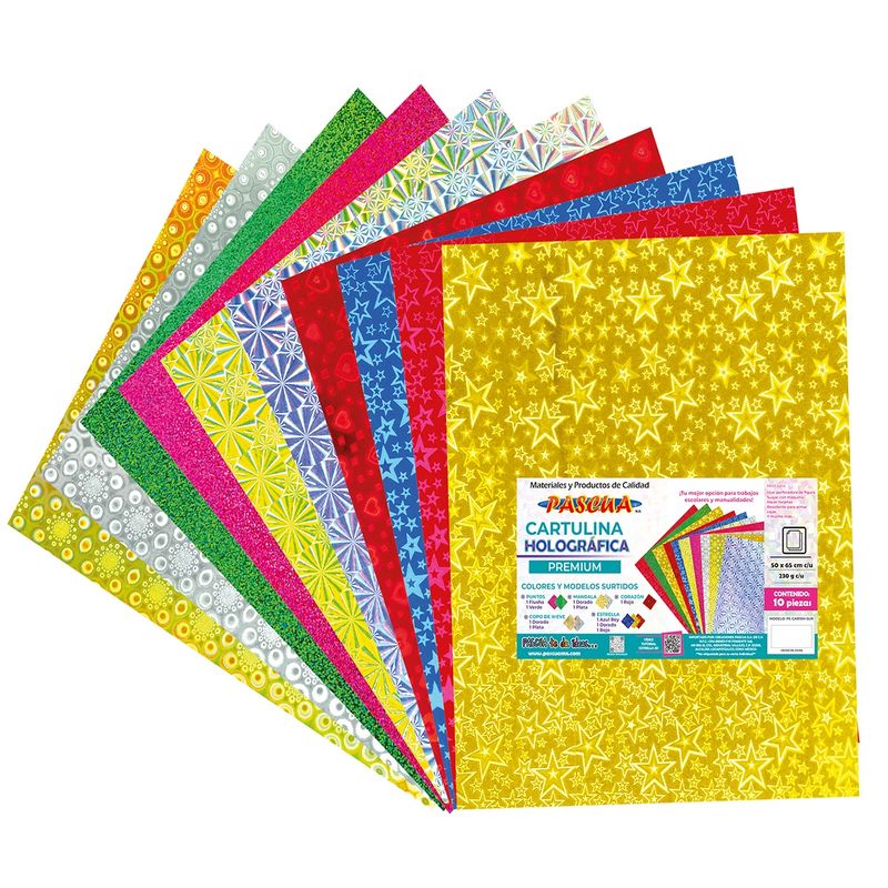 Cartulina Holográfica Premium Mix 10pcs