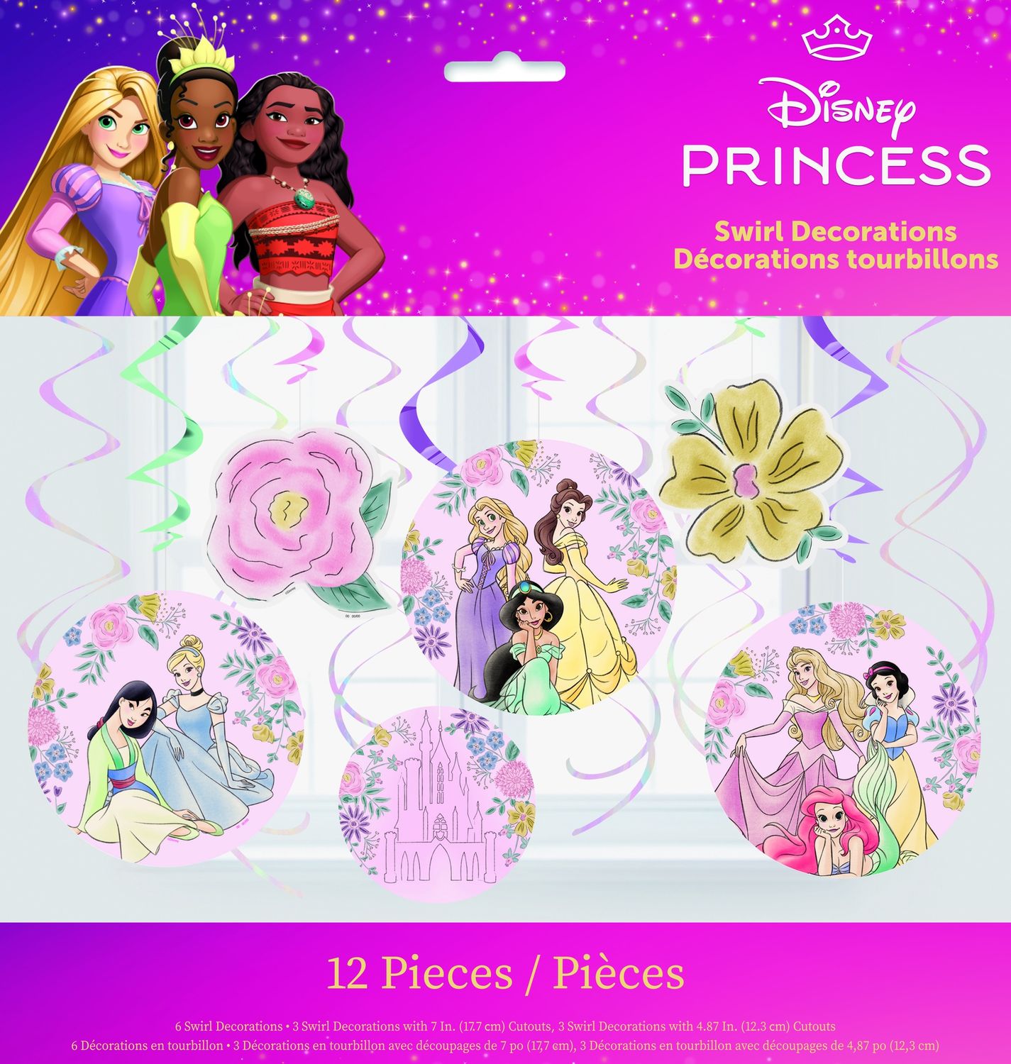 Disney Princess Assorted Hanging Swirl Decorations  12ct