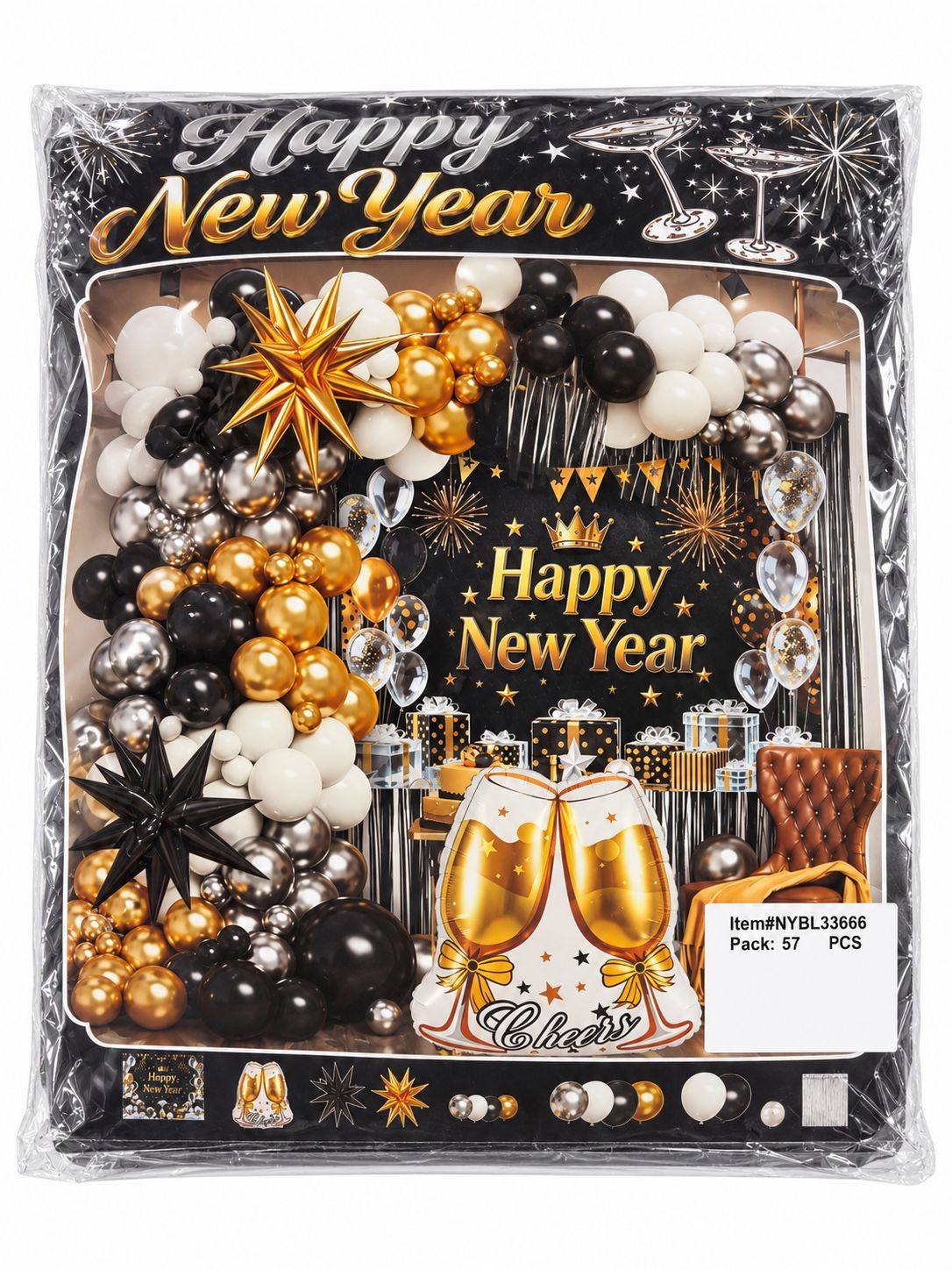 New Year Garland Kit 57pcs - Champagne Glasses