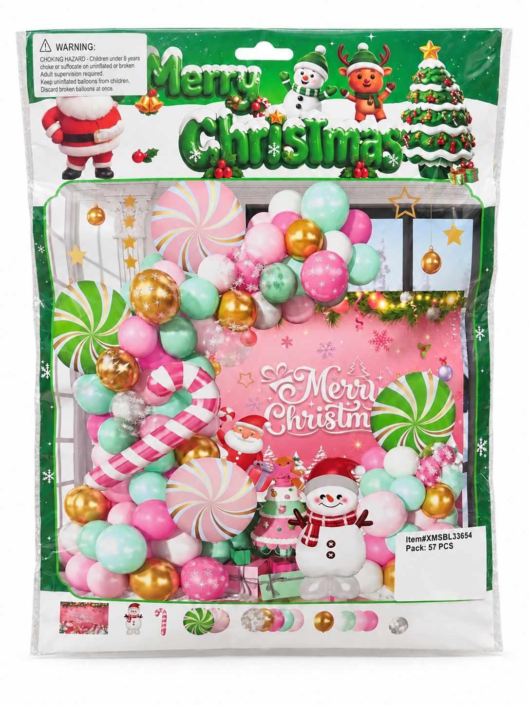 Christmas Garland Kit 57pcs - Pastel Candy &amp; Snowman