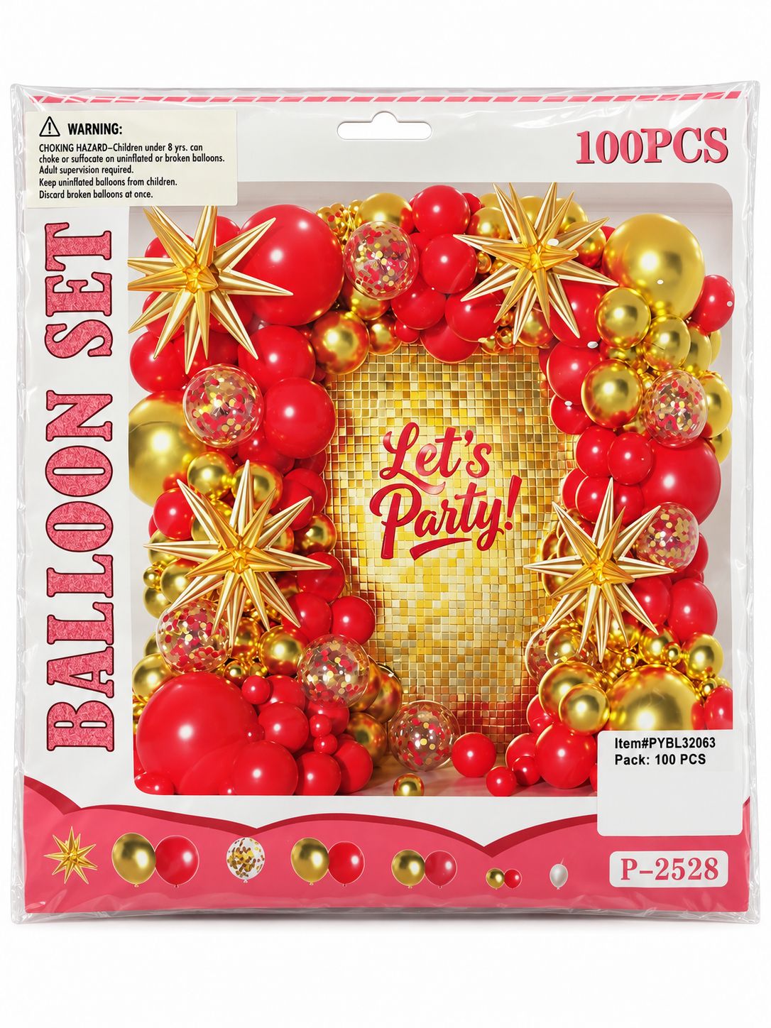 Balloon Garland Kit 100pcs - Red &amp; Gold Stars