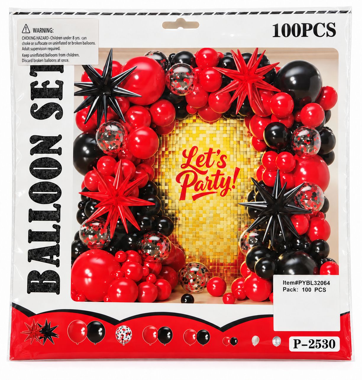 Balloon Garland Kit 100pcs - Red &amp; Black Stars