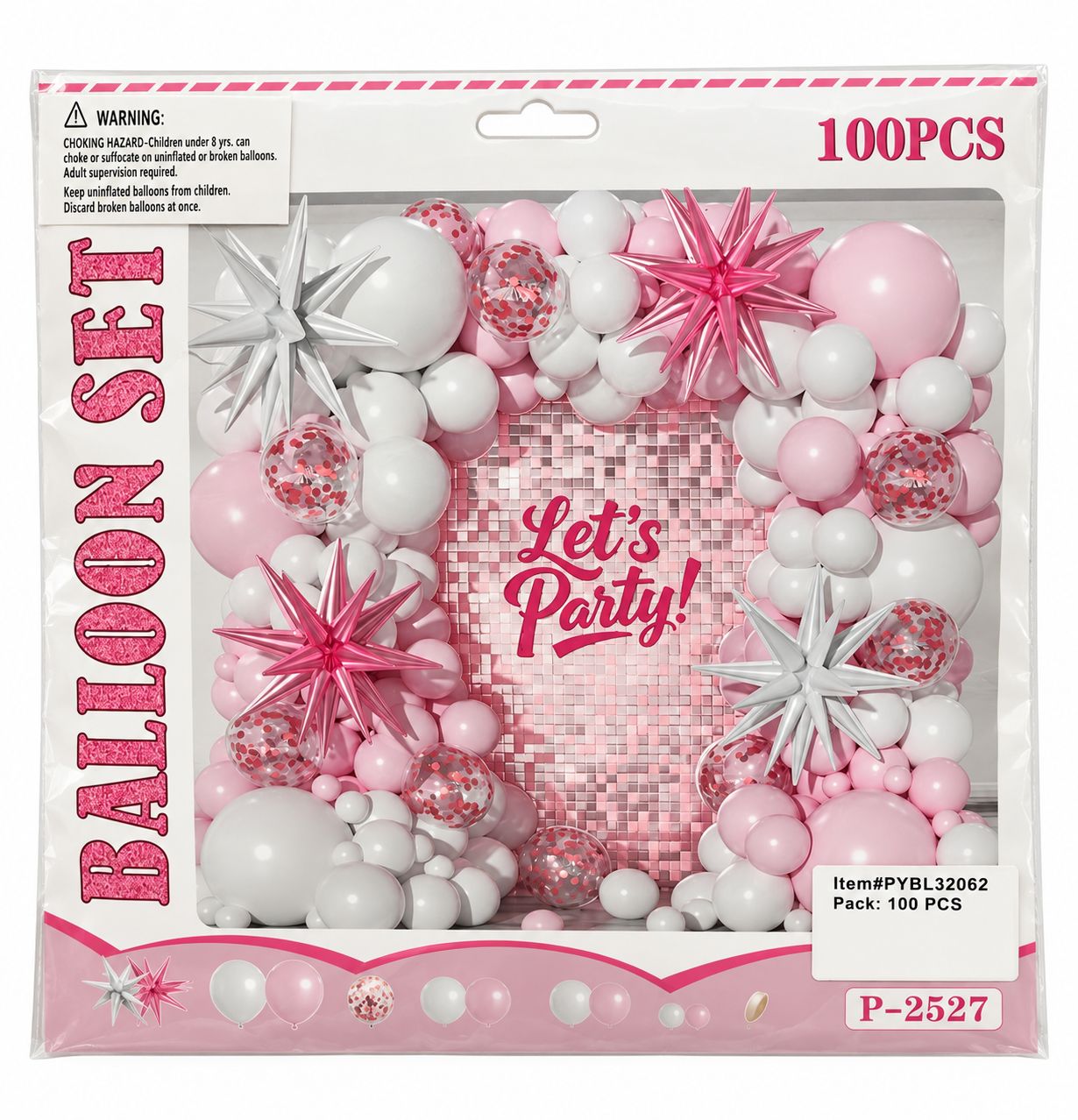 Balloon Garland Kit 100pcs - Pink &amp; Silver Stars