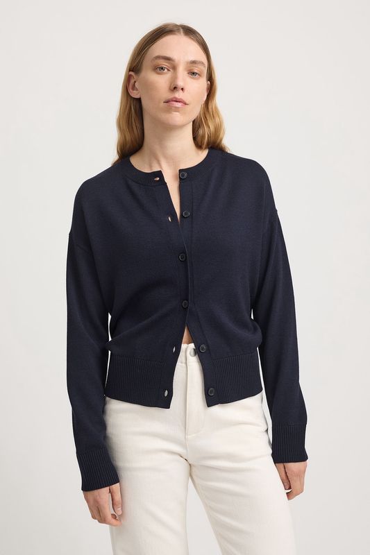Toorallie | Fine Merino Cardigan | French Navy