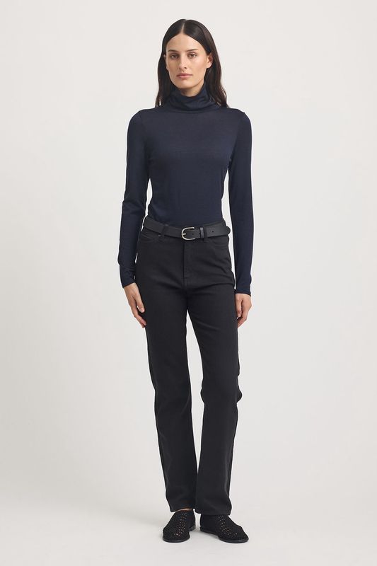 Toorallie | Turtle Neck Merino Tee | Navy